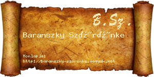 Baranszky Szörénke névjegykártya